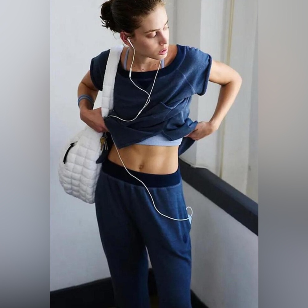 Free People Navy Blue Relaxed Sweatpants Set